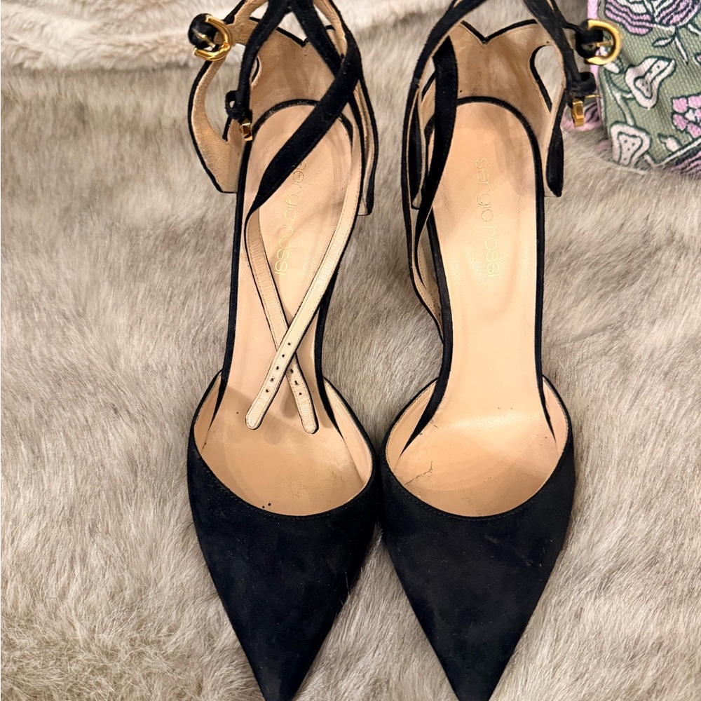 Sergio Rossi Black Suede Heels